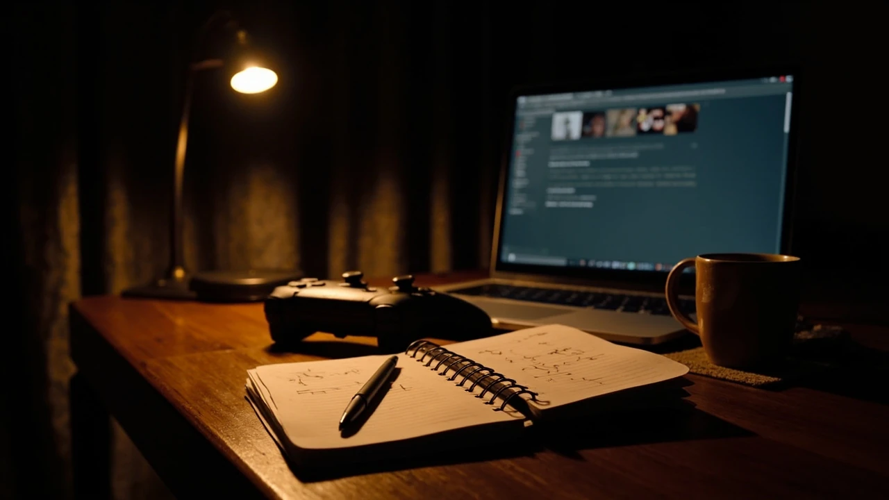Player cross-checking a re9 safe code on a laptop next to a notebook with a handwritten puzzle clue