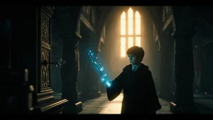 A wizard tracking daedalian key locations inside Hogwarts Castle